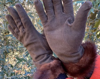 90s Vintage gloves Design Prada/Chamois gloves Prada/Vintage suede Prada gloves/Gloves Prada