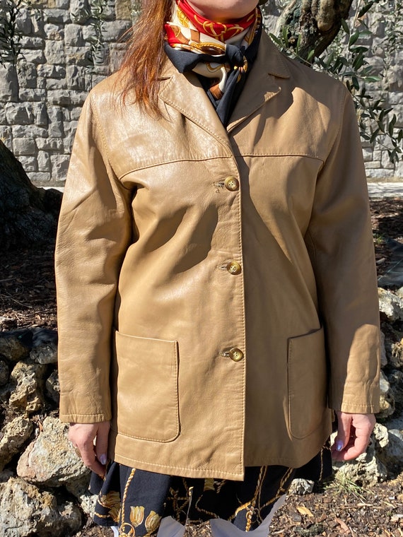 90s Jacket Leather Paskal beige Jacket design Leather Jacket Paskal Italy leather Blazer giacca Di Pelle Paskal Etsy Canada