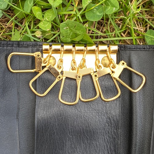 Shops 90s Vintage Key ring/Black leather key ring Bulgari Vittorio/Bulgari Vittorio leather key holder