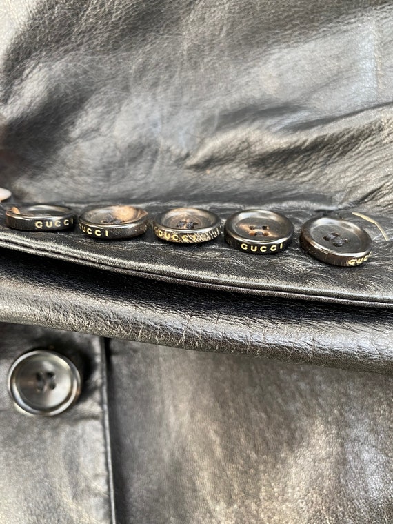 90s Vintage Luxury jacket Gucci/Black jacket leat… - image 10