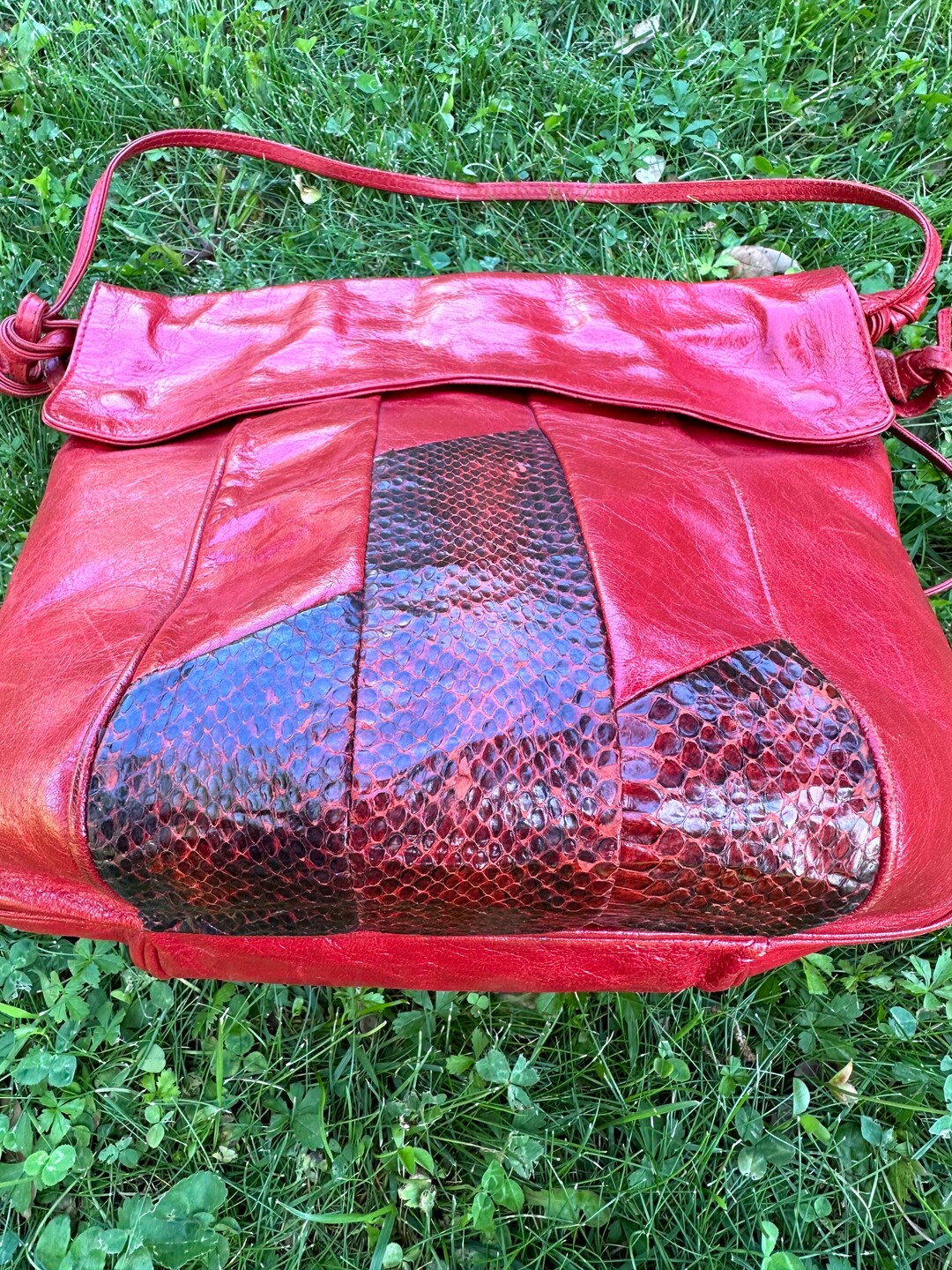 80s Vintage Bag Leather Italy/red Bag Leather/shoulder Bag Etsy
