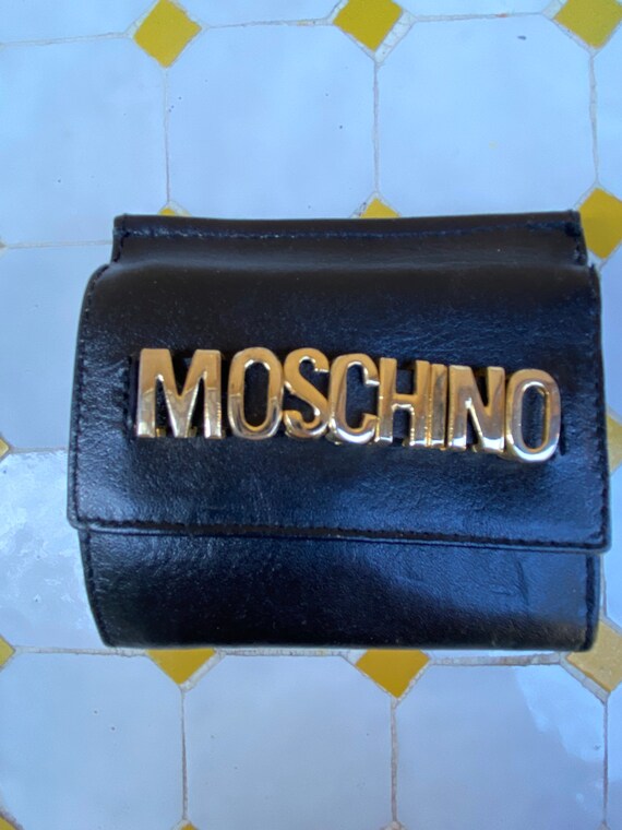 Wallet vintage Moschino/ Black leather wallet Mosc