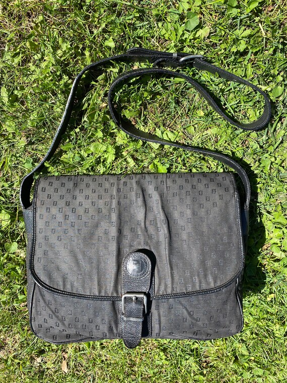 Fendi, Bags, Salerare Vintage Fendi Monochrome All Black Canvas Shoulder  Bag With Leather