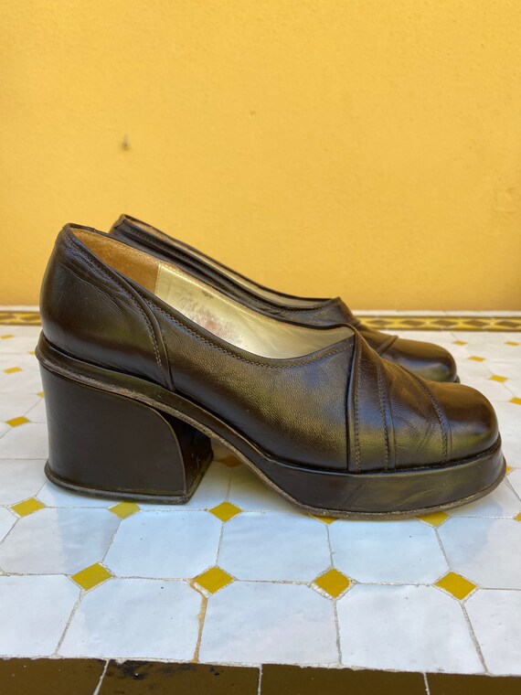 70s Vintage platforms pumps Bulle/Shoes Bulle/Bro… - image 6