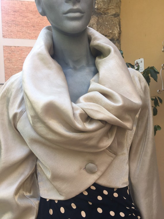 Vintage shrug 80s/Ivory swing blazer/Fashion shrug