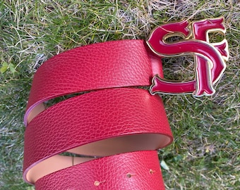 Vintage belt Sonia Fortuna Florence Italy/Red belt leather/Cintura Sonia Fortuna/Red leather belt