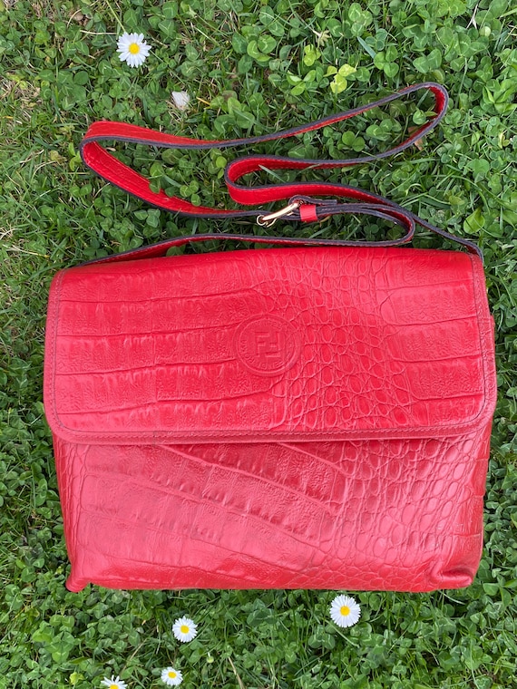 1980s Fendi Red Suede Metal Closure Pouch Bag