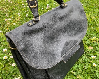 80s vintage bag Craftsman/Black Leathe bag office/Fashion vintage design bag Moments/Vintage Moments Briefcase Bag