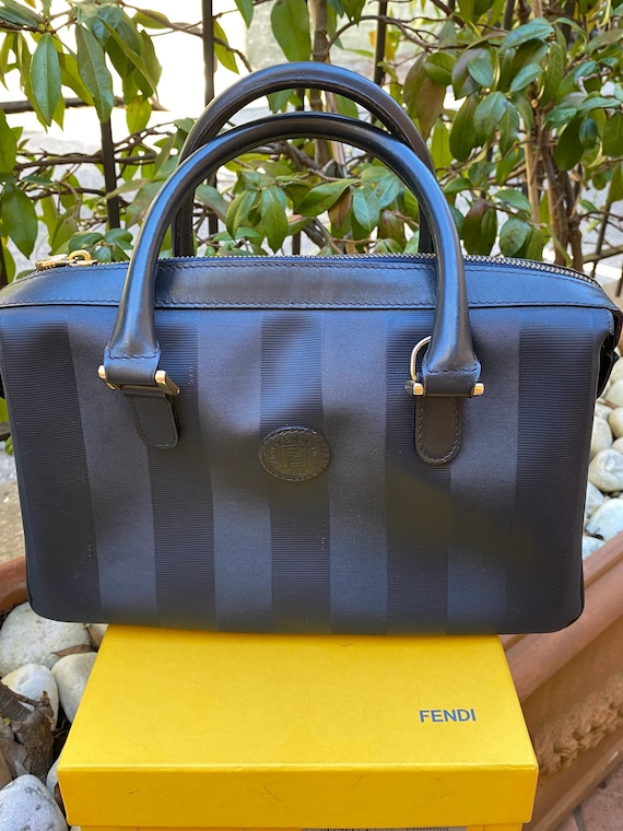 90s Design bag Fendi/Blue Leather Boston bag FENDI