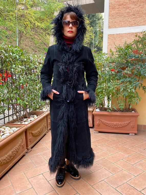 Vintage Shearling 90s/Vintage Black Fur Coat/Desig