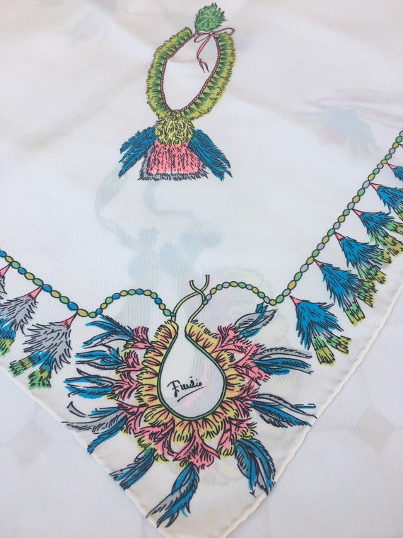 Vintage 60s FOULARD EMILIO PUCCI/White-green blue