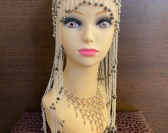 1930s Vintage cap skull head piece Gatsby/Vintage beaded headpiece/Beaded headpiece/Vintage headpiece and turban