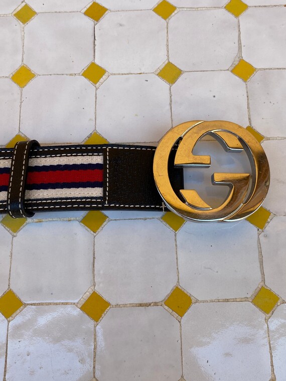 Gucci 90s/Brown leather canvas belt Gucci/Vintage