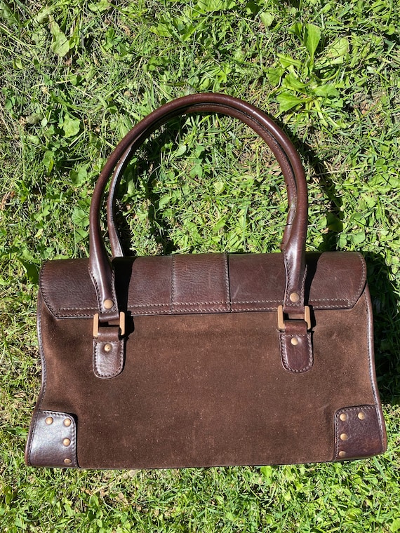 90s Authentic vintage Gucci bag Rare/Brown chamoi… - image 3