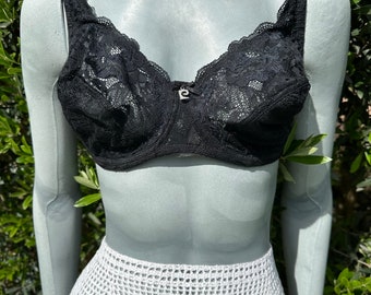 Soutien-gorge vintage des années 90 Pierre Cardin/Noir soutien-gorge dentelle nylon/Rare soutien-gorge Design Pierre Cardin/Rare soutien-gorge Pierre Cardin noir