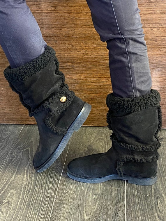 Authentic Snowy Boots Design Louis Vuitton/black Boots 