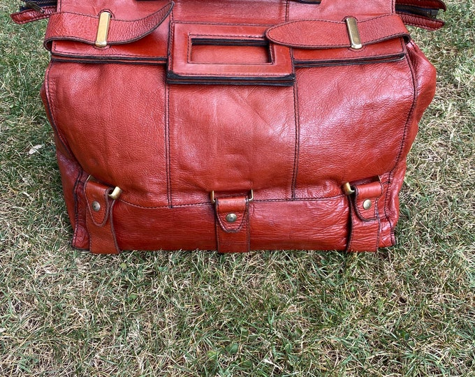 80s Vintage Bag Florence Italy/brown Leather Bag/travel Bag Vintage