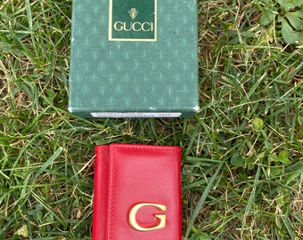 Porte-clés authentique des années 90 en cuir Gucci/Porte-clés en cuir rouge Gucci/porte-clés vintage Gucci/Porte-clés en cuir Gucci/Porte-clés design Gucci