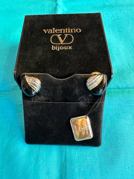 70s Vintage earrings Valentino bijoux/Black gold e