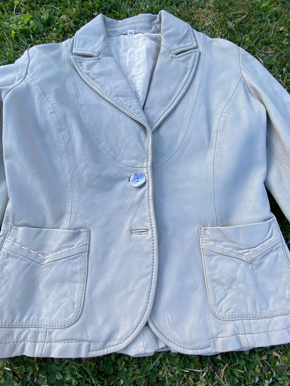 90s Vintage jacket leather/Ivory jacket leather/D… - image 7