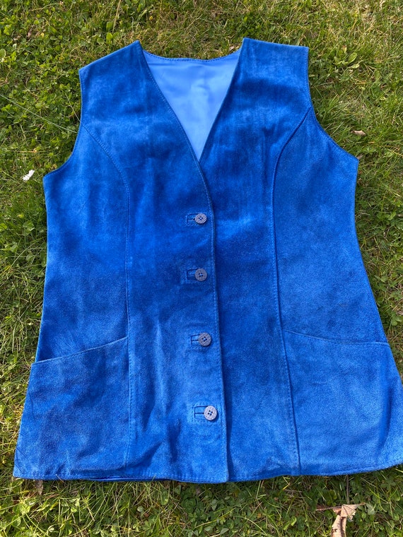 90s Vintage Schafer leather gilet/Blue chamois gil