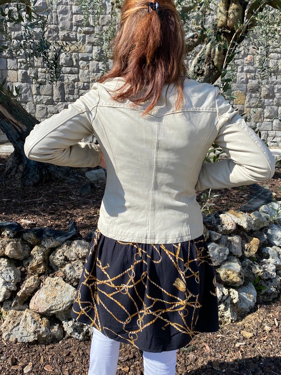 90s Vintage jacket leather/Ivory jacket leather/D… - image 4