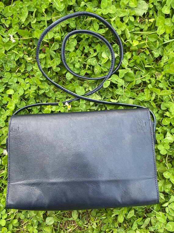 70s Vintage Clutch Bag blue Clutch Bag Design leather Designer