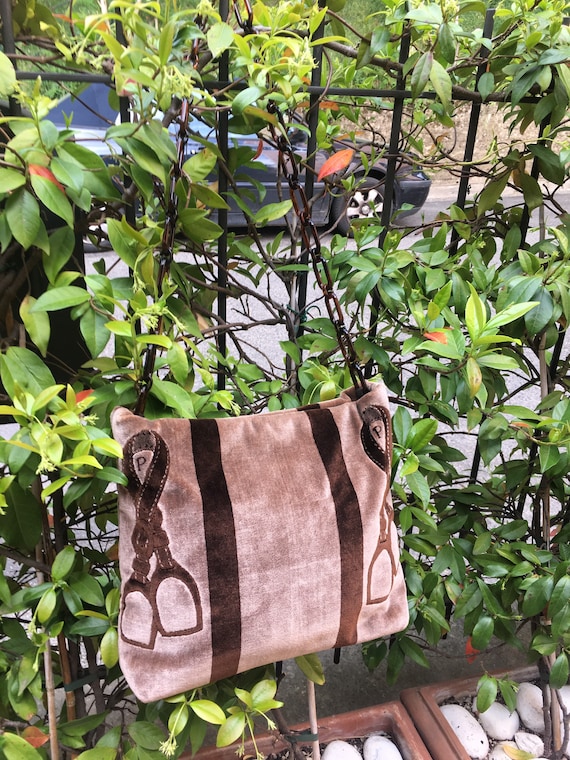 Shoulderbag 80s vintage/ Velvet bag/ Designer shou