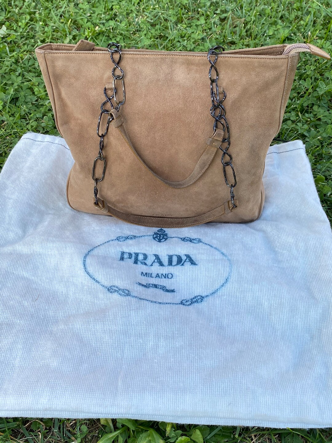 90s Authentic Vintage Pochette Prada/tote Bag Prada/beige Bag