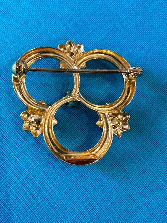 90s Vintage flower brooch 18 kt sapphires/Gold br… - image 4