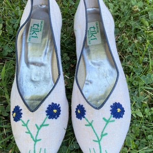 60s vintage décolleté Tiki Footwear Made in Italy/Ivory canvas décolleté/Vintage décolleté design/Vintage Tiki shoes