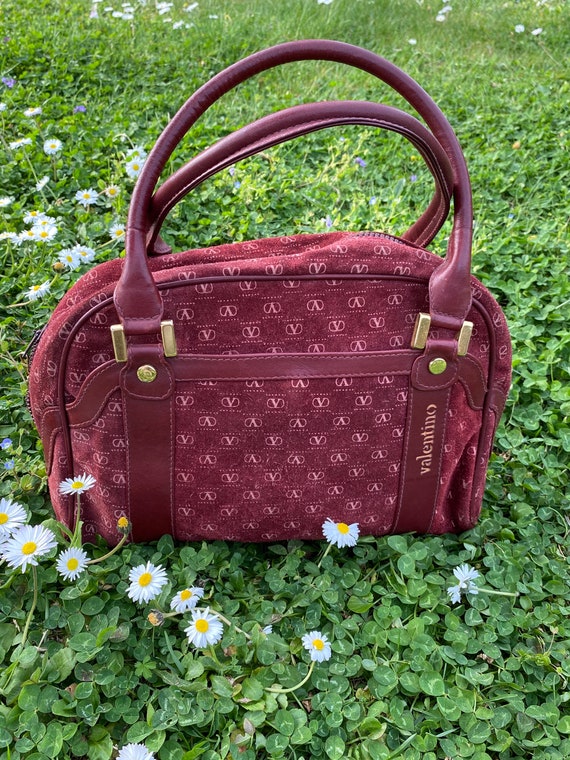 80s vintage rare bag Valentino/shoulderbag Valentino/Bordeaux 期間限定配送料無料 ハンドバック 80s ヴァレンティノ ハンドバッグ