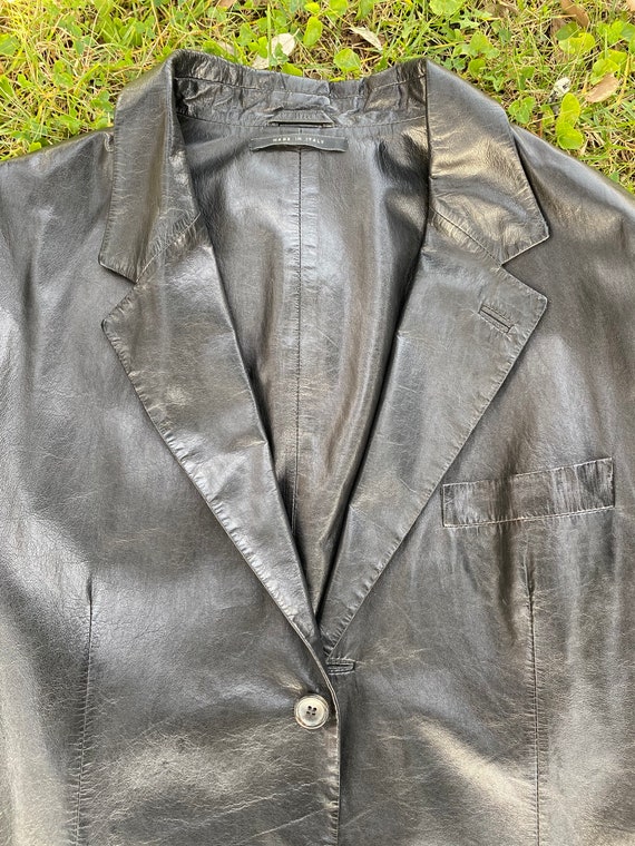 90s Vintage Luxury jacket Gucci/Black jacket leat… - image 5