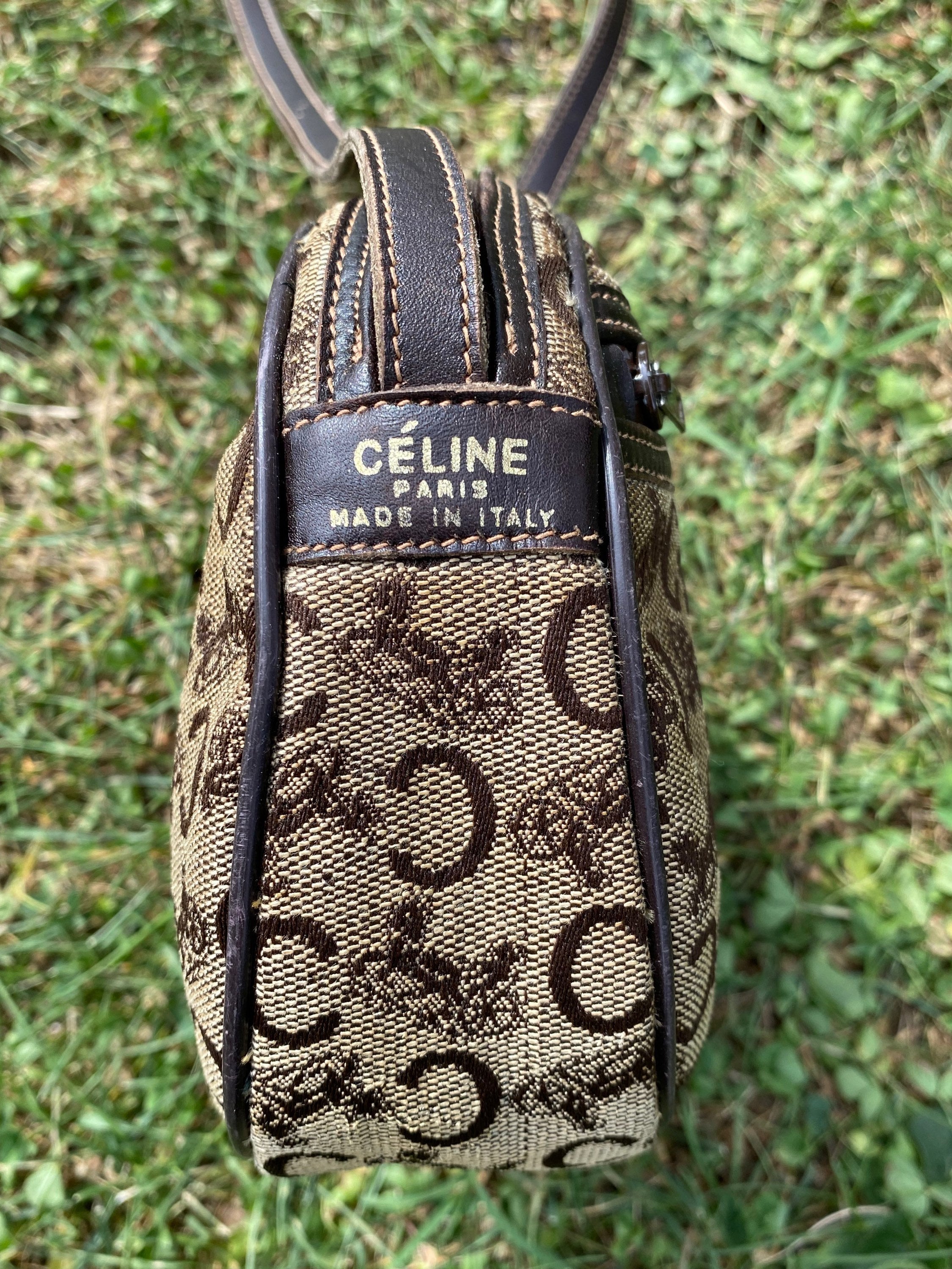 80s Authentic Vintage Celine Clutch Bag/brown Canvas Clutch 