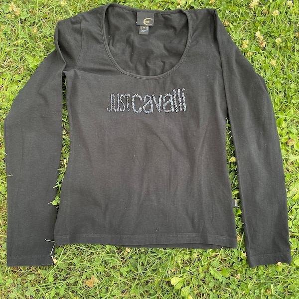 90s Top Design JustCavalli/Black shirt/Design shirt JustCavalli/Maglietta JustCavalli/Topic Just Cavalli/Dolce vita