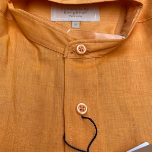 90s Shirt Design The Shirt By Knights/Korean Collar Shirt Design By Knights/Orange linens shirt/Design shirt men