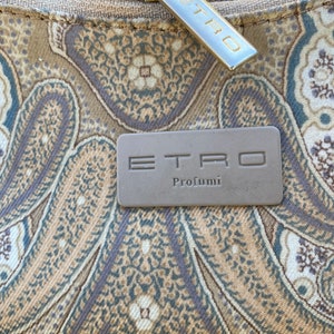 90s Vintage Clutch Etro/Beige bag nylon/Handbag Etro Vintage/Rare Crossbody Etro/Bag Design Etro image 6