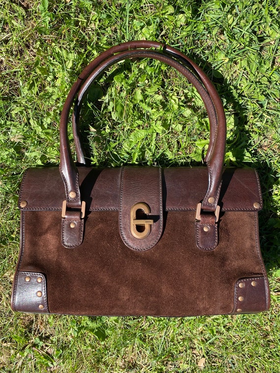90s Authentic vintage Gucci bag Rare/Brown chamoi… - image 2