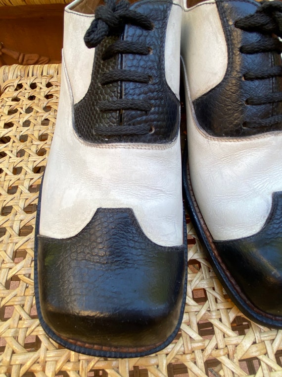 70s Vintage design shoes Lord Kid/White black sho… - image 1