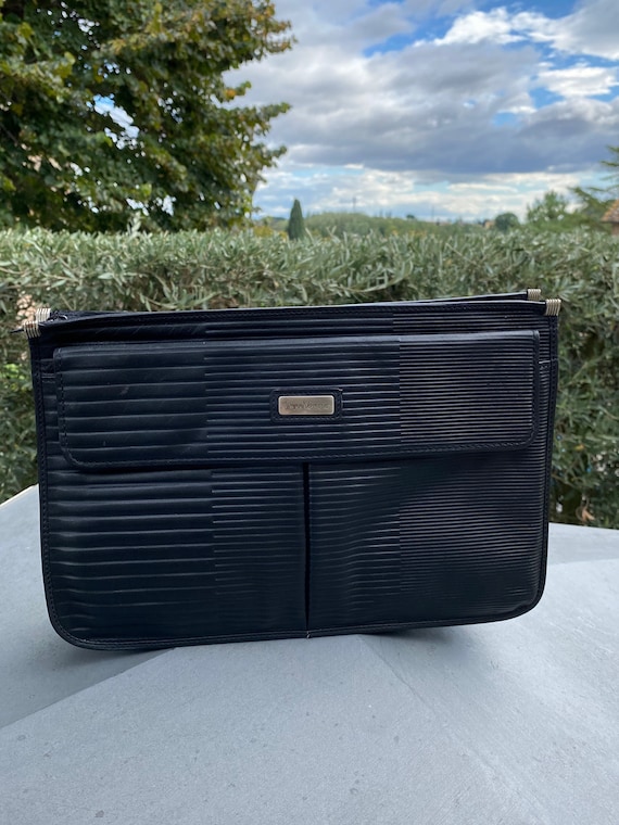 80s Vintage Pouch Gianni Versace/Black clutch bag 