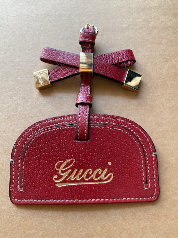 90s Authentic Keyring Leather Gucci red Leather Key Ring Gucci