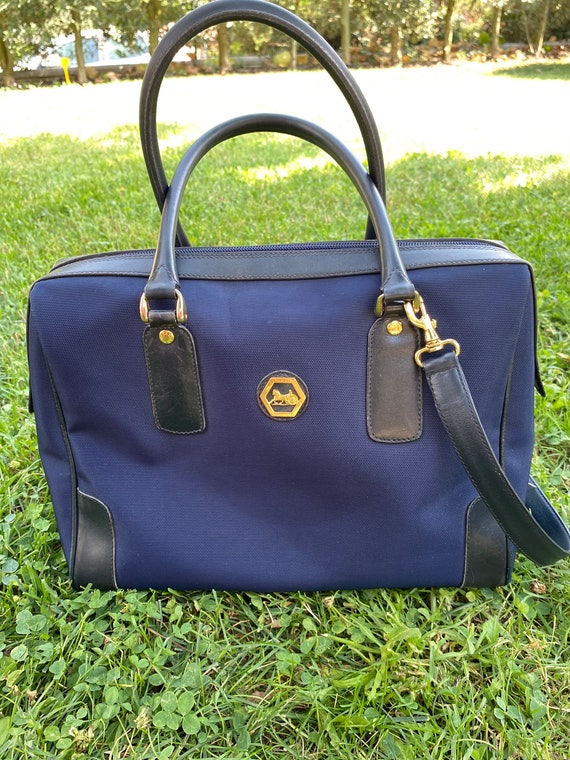 80s Authentic vintage Celine satchel bag/Blue bag… - image 1