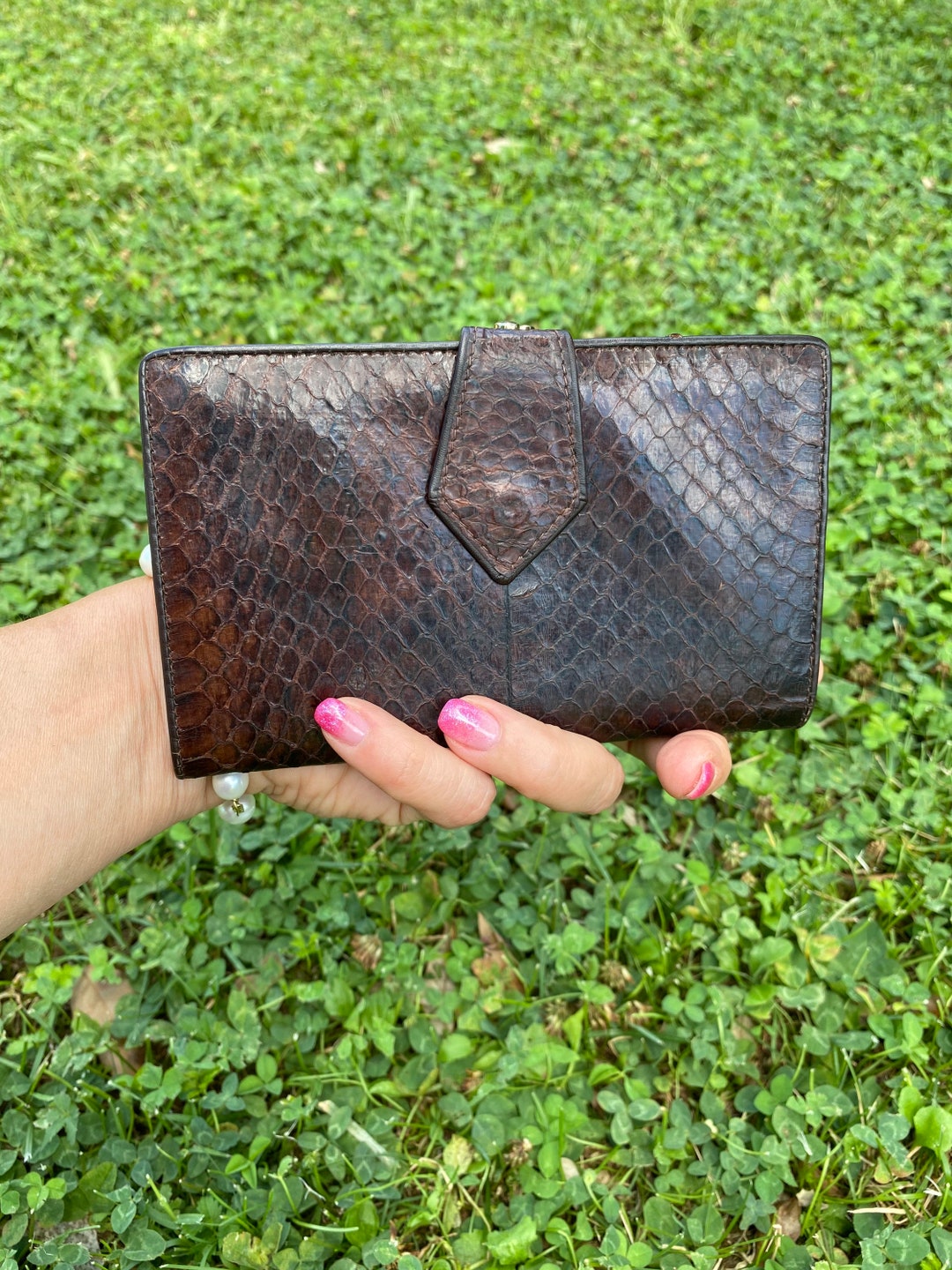 80s Vintage Wallet Python/brown Wallet Leather Italy/python Leather ...