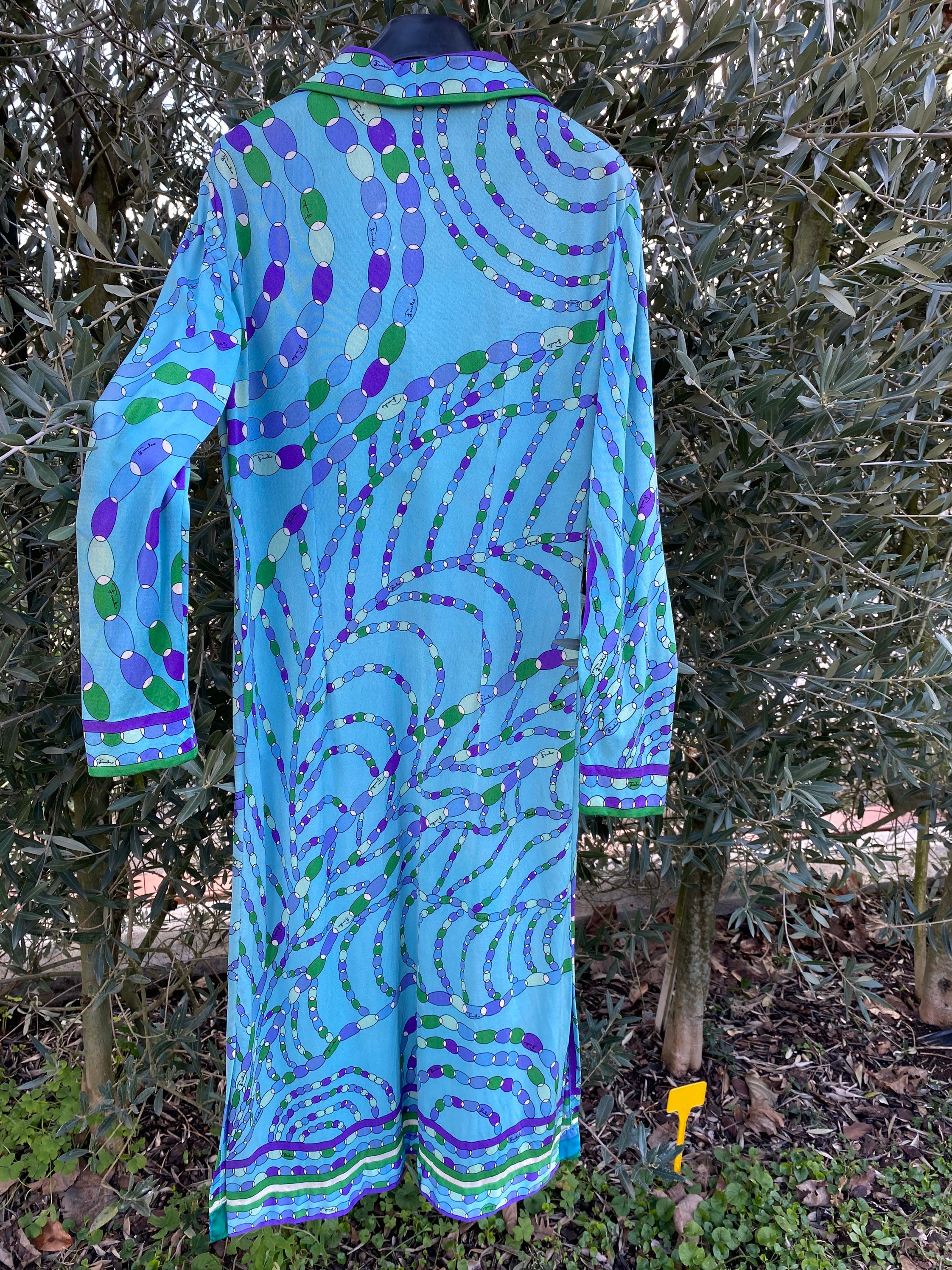 70s Vintage Dress Emilio Pucci/blue Dress Silk/silk Dress 70s Vintage Dress Emilio Pucci/blue Dress Silk/silk Dress