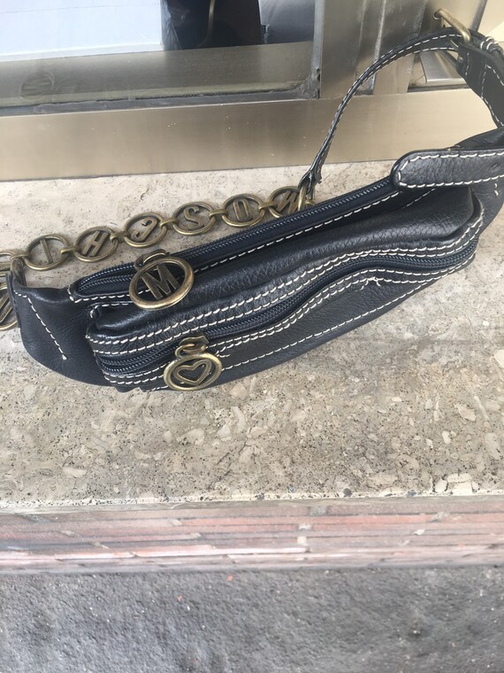 Belt bag Moschino/Black Leather belt bag Moschino/