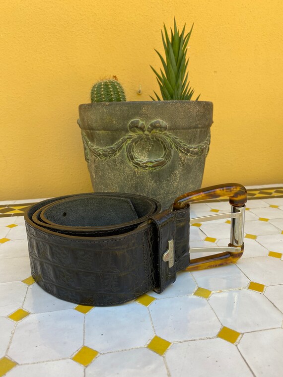 Vintage Belt Alain Delon/Black leather belt Alain