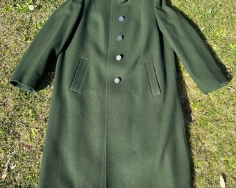90s Vintage Design Loden Coat Lang Trachten/coat Wool/green