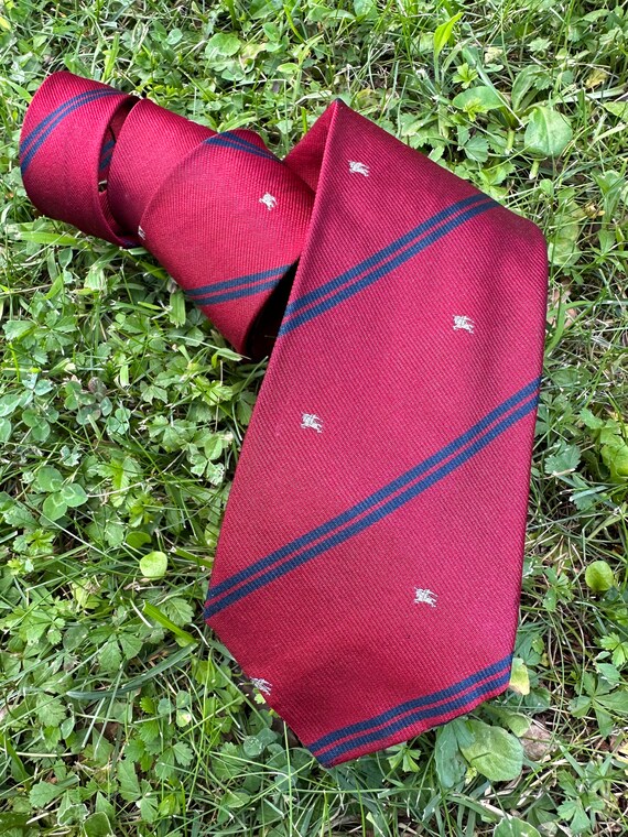 80s Vintage Tie Burberrys England rare Tie Horses Burberrys bordeaux Tie Silk burberrys Tie Horses Vintage Silk design Tie Burberrys Etsy