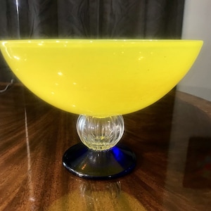 Gunnel Sahlen for Kosta Boda Memphis Style Compote, Mid- Century Modern