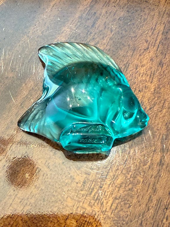 LALIQUE 緑色 ガラス 魚の置物 【公式通販】